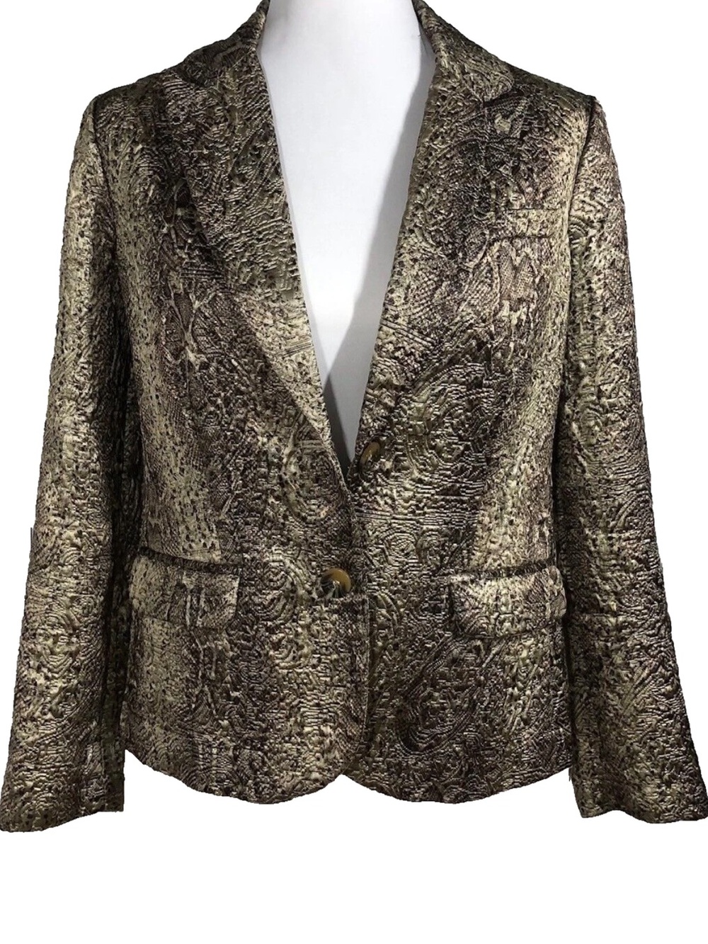 Chicos Women’s Metallic Snakeskin Textured Women's Blazer Jacket!